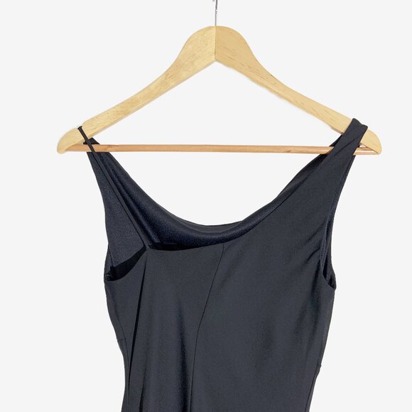 Vintage Y2K Black Chiffon Slip Dress with Cowl Neckline / Made in USA / Small - Picture 6 of 12